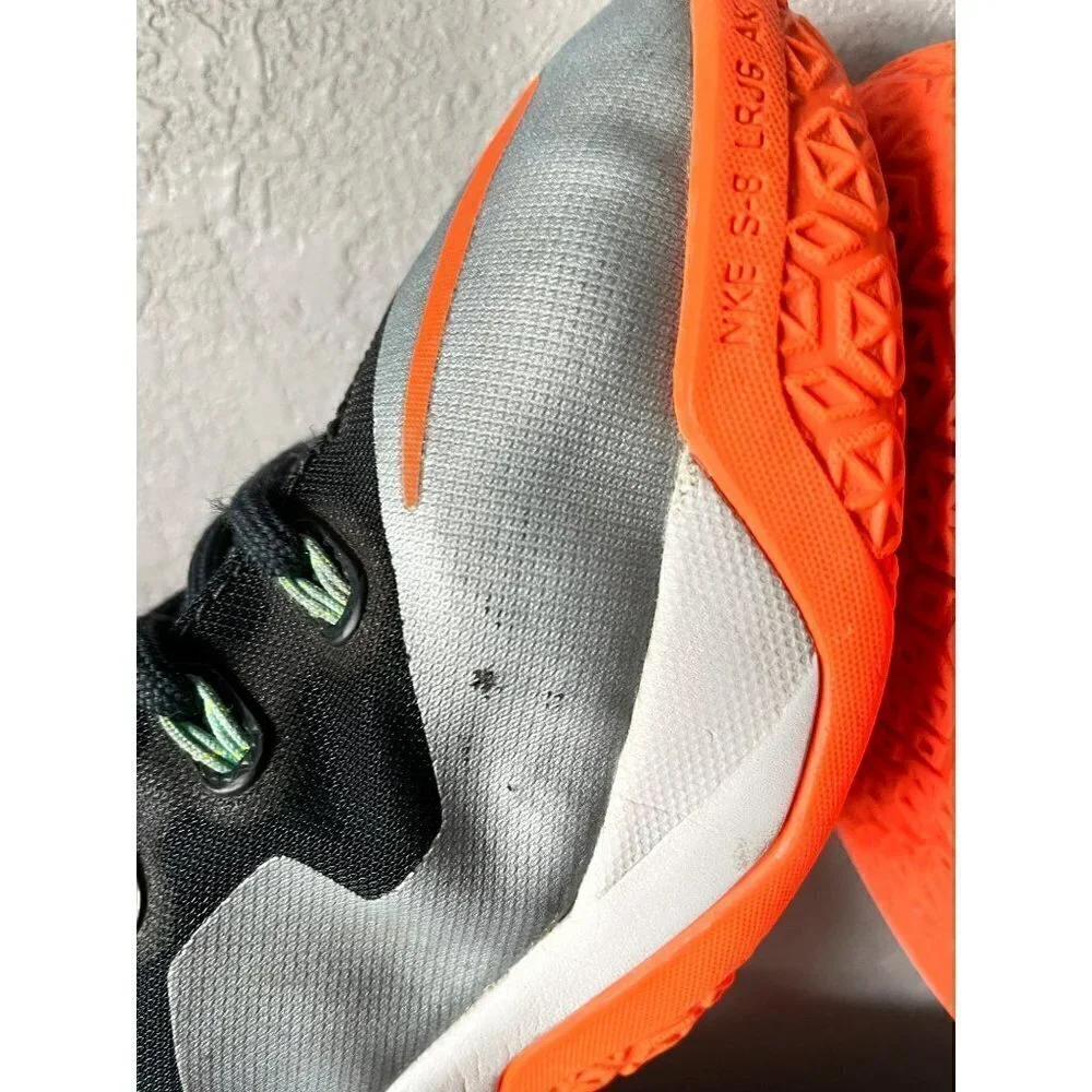 NIKE KIDS  BASKETBALL LEBRON JAMES HIGH TOP LACE GRAY ORANGE SIZE 6.5